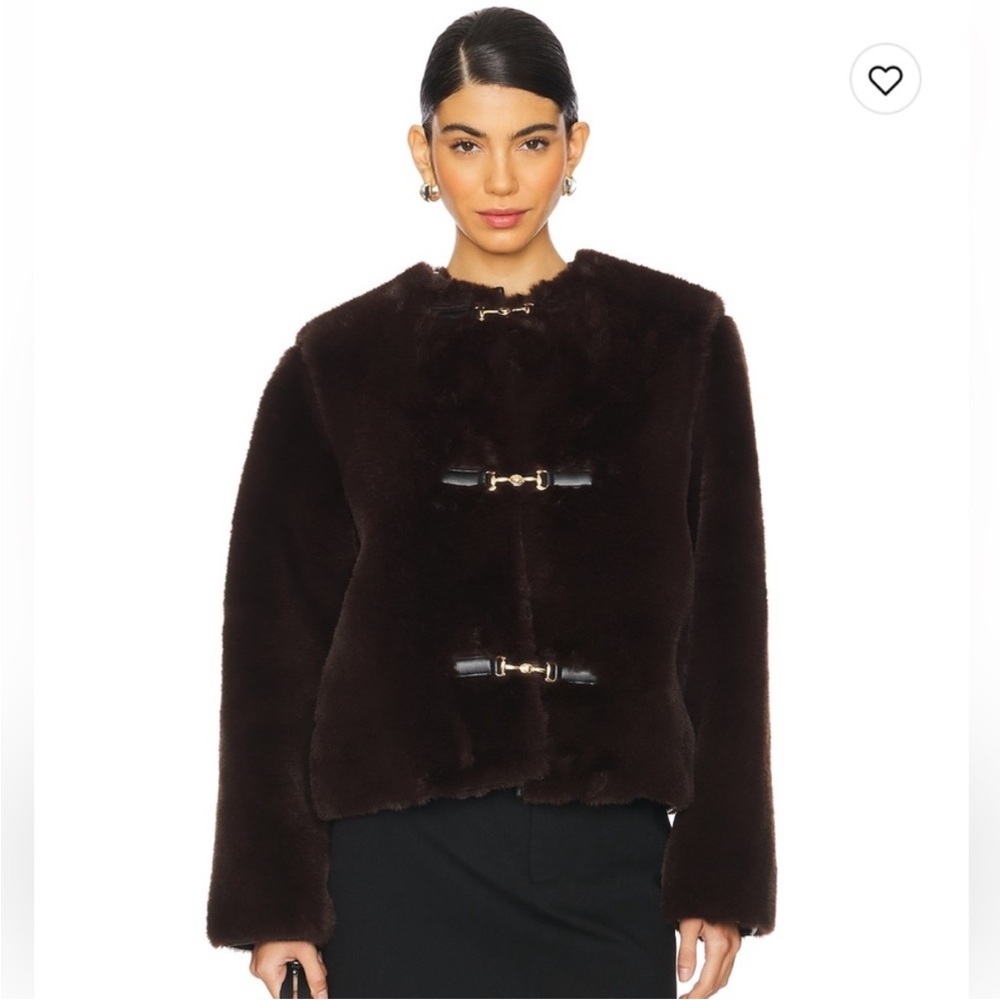 Lovers + Friends Rhoda Faux Fur Jacket In Brown Size M